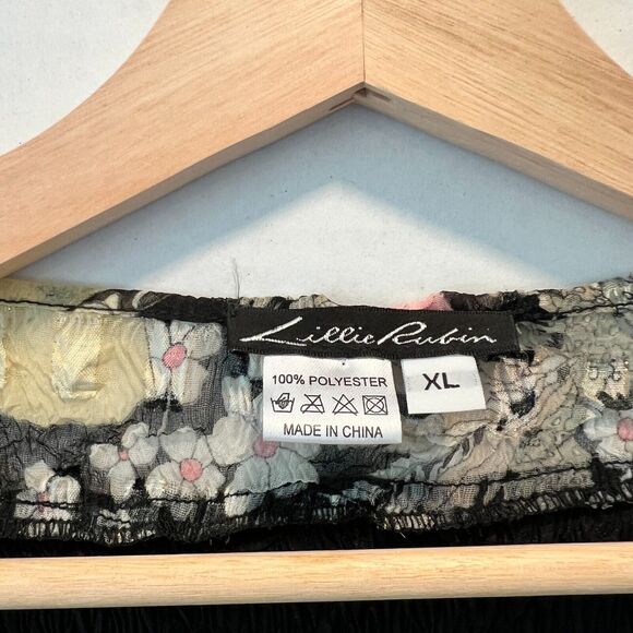 Lillie Rubin Womens Cardigan Size XL Floral Crystal Sequin Long Sleeve Black - Picture 3 of 8